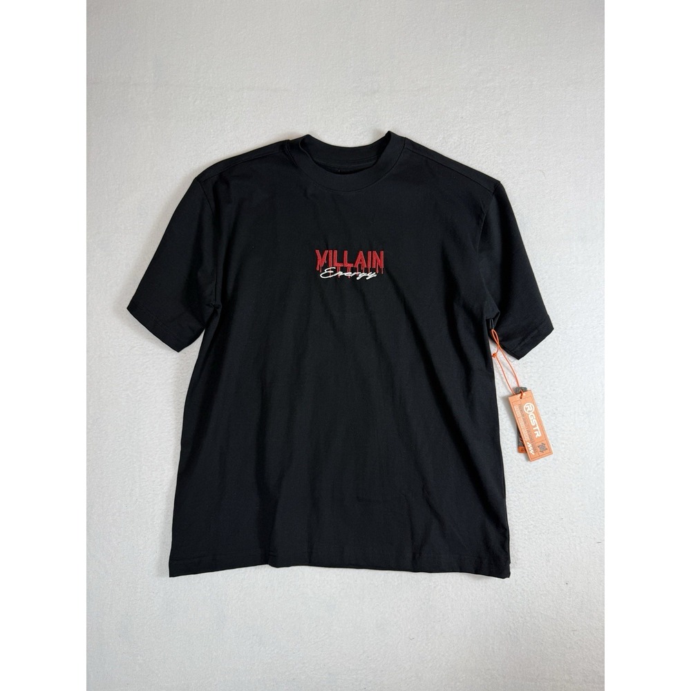 GSTR Villain Energy Night Ride Boxy Fit T Shirt Mens M Black Skeleton Graphic